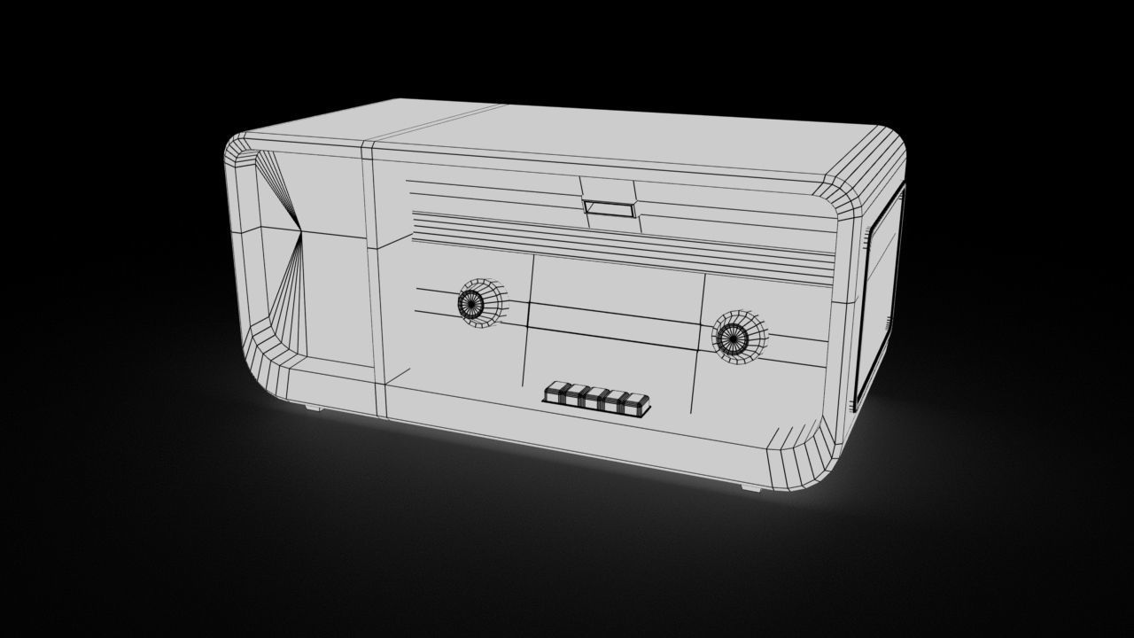 Old radio receiver Low-poly 3D model_6