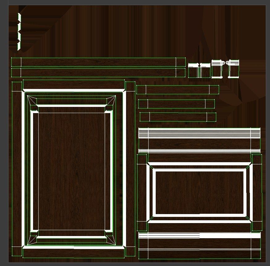 Threaded wood panels 012  Low-poly 3D model_13