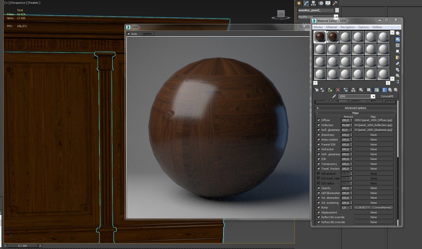 Threaded wood panels 012  Low-poly 3D model_14