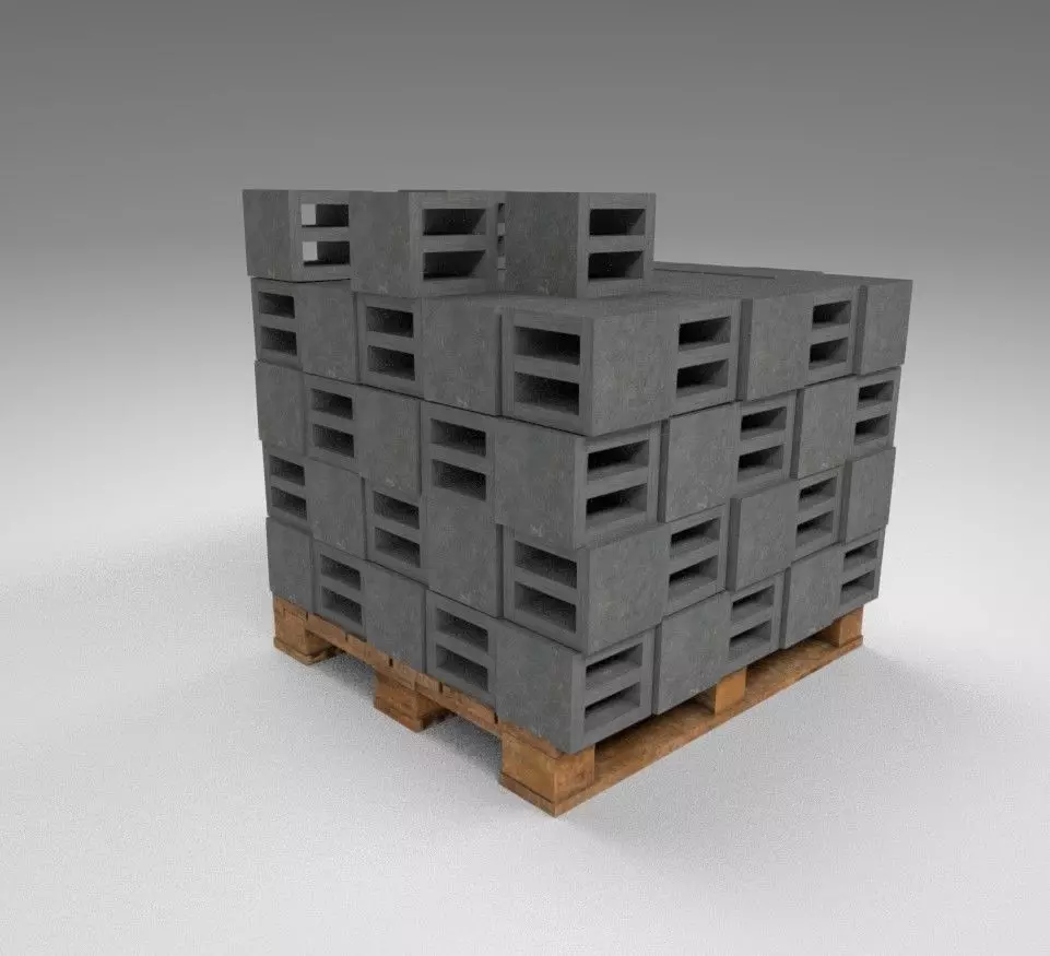 concrete cinder stack pallet Low-poly 3D model