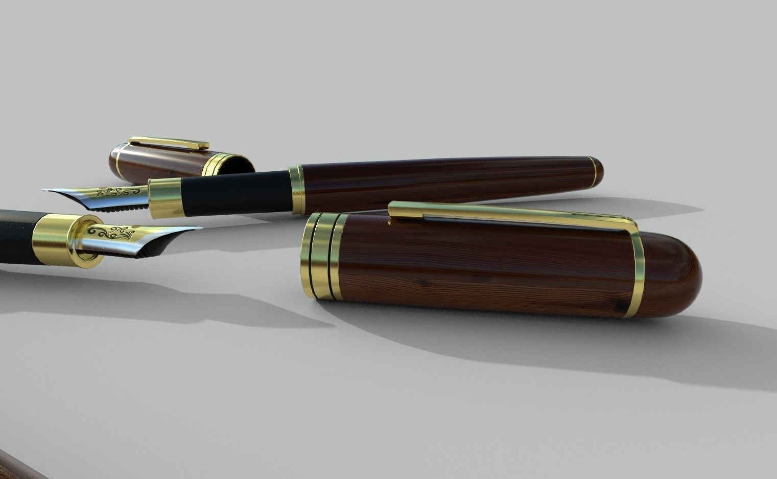 fountain pen Low-poly 3D model_3