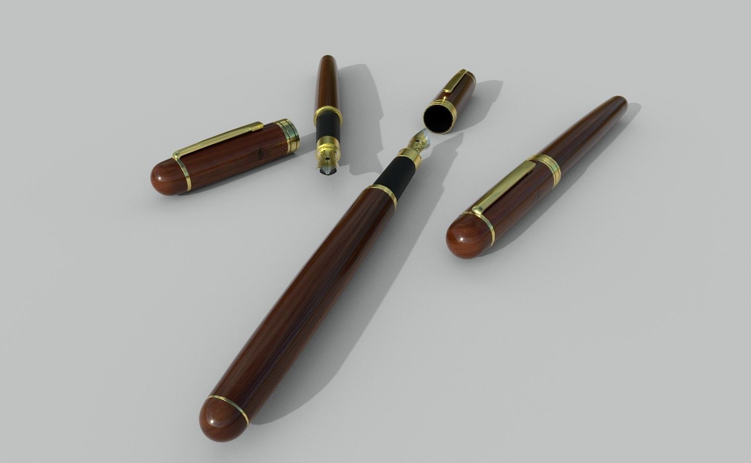 fountain pen Low-poly 3D model_5