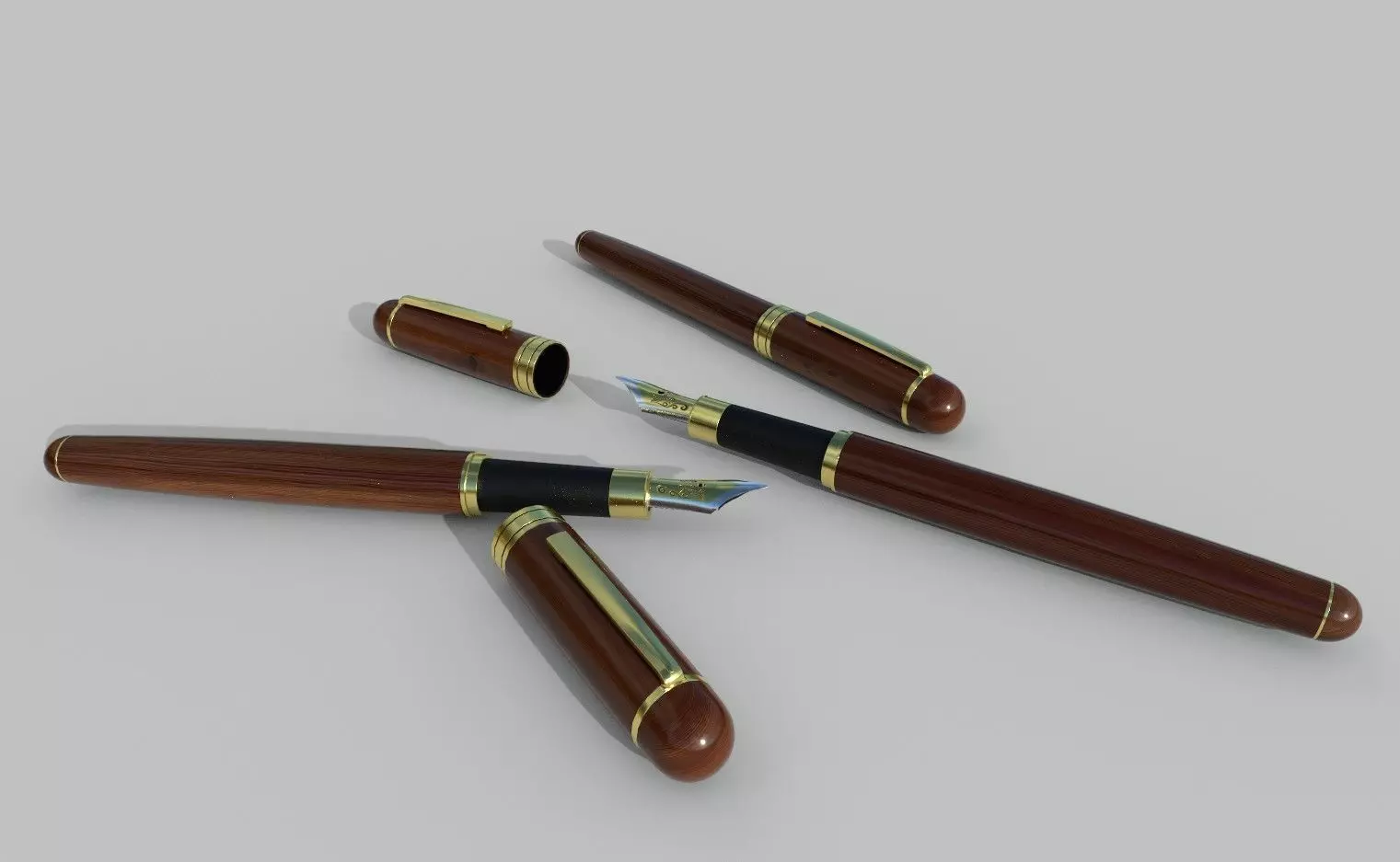 fountain pen Low-poly 3D model_0
