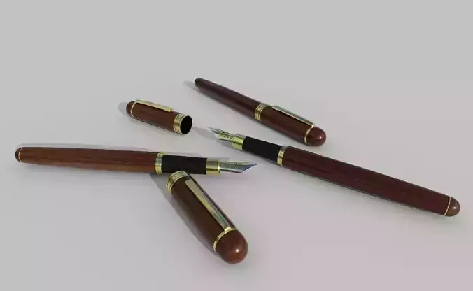 fountain pen Low-poly 3D model