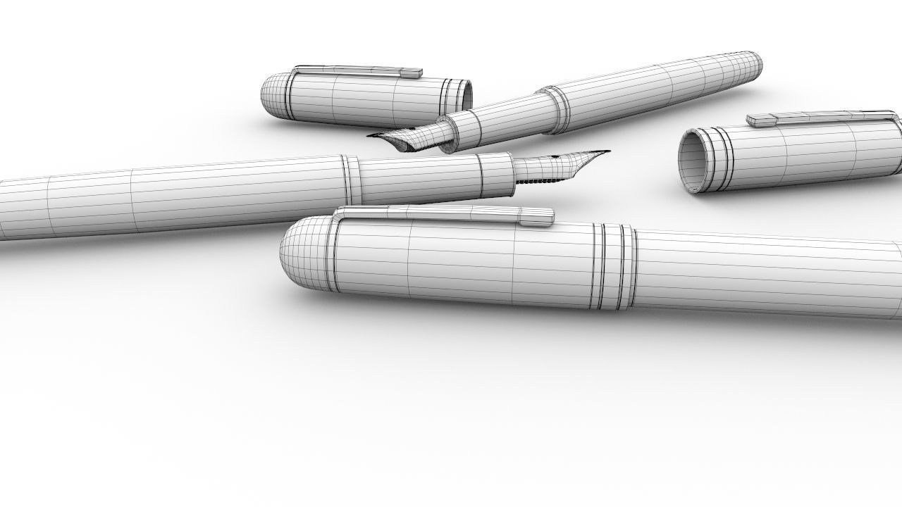 fountain pen Low-poly 3D model_6