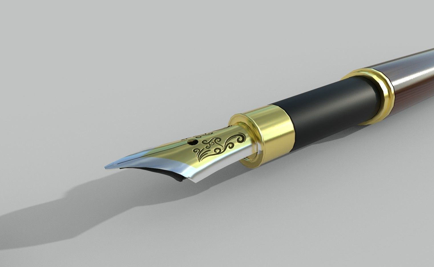 fountain pen Low-poly 3D model_1