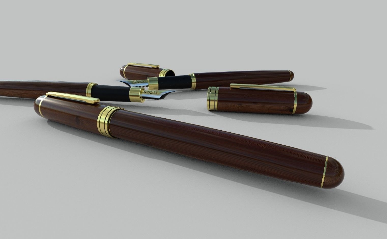 fountain pen Low-poly 3D model_4