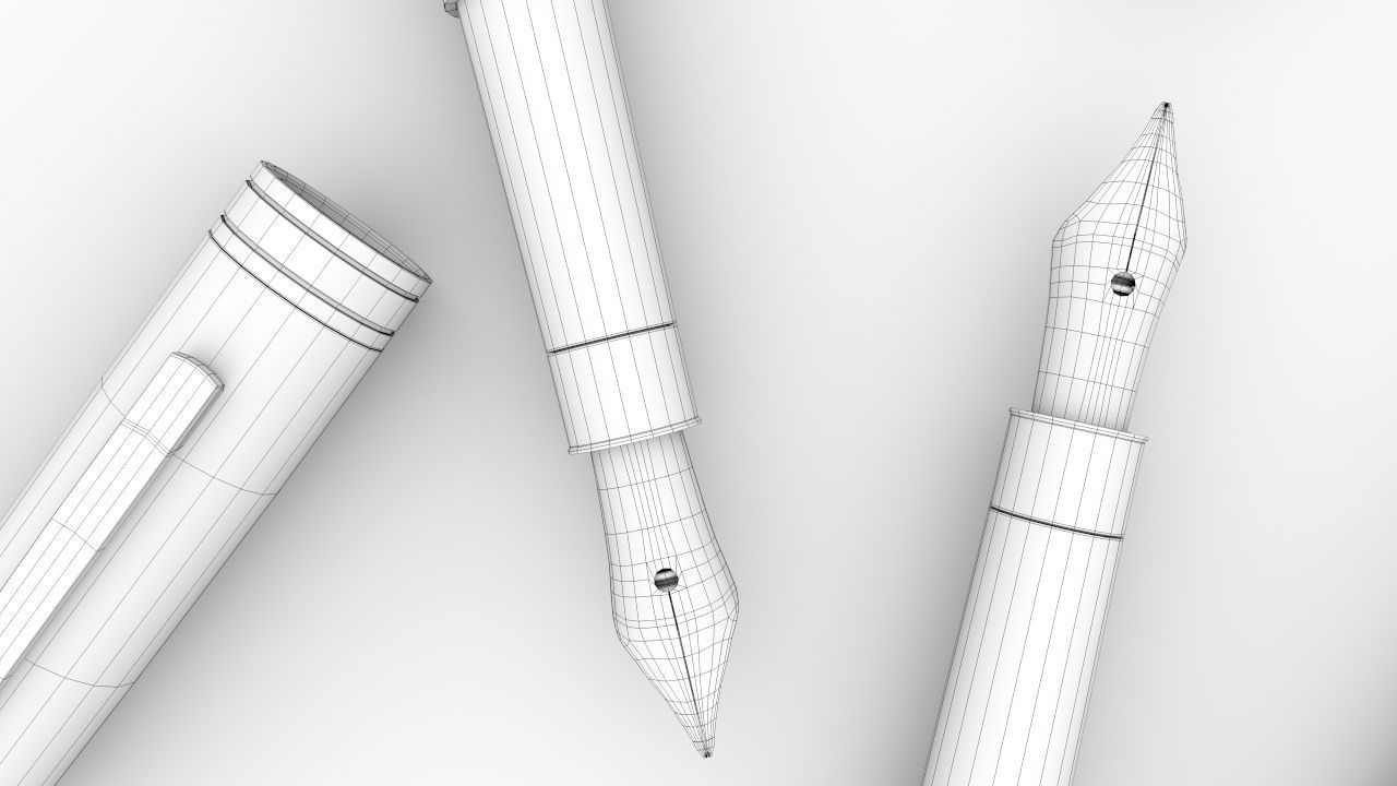 fountain pen Low-poly 3D model_7
