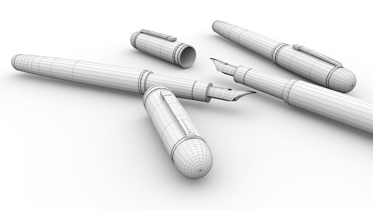 fountain pen Low-poly 3D model_8