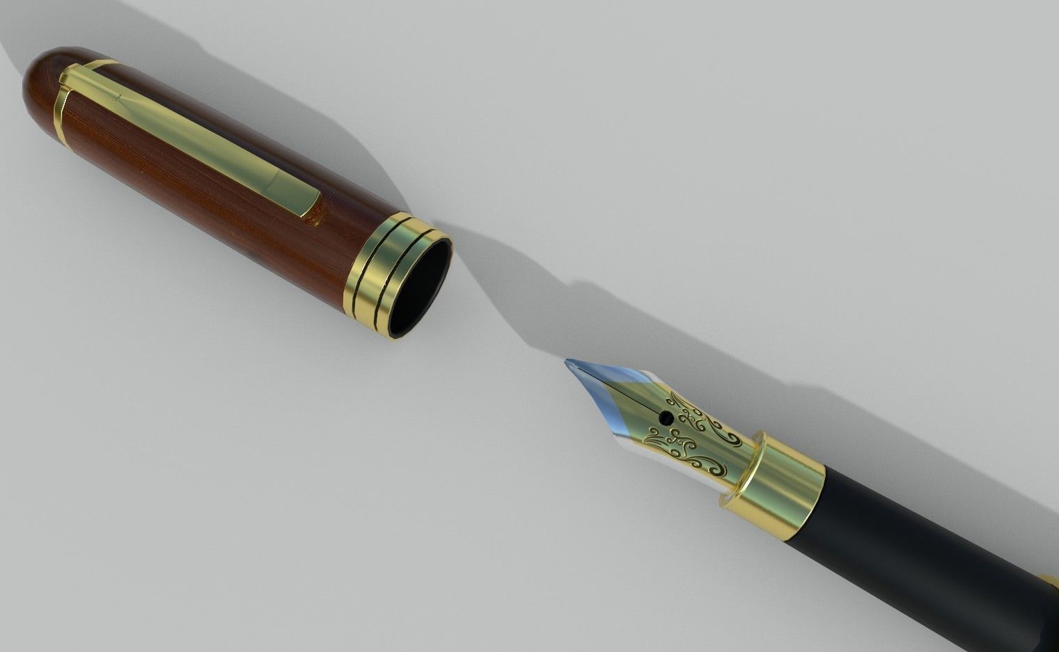 fountain pen Low-poly 3D model_2