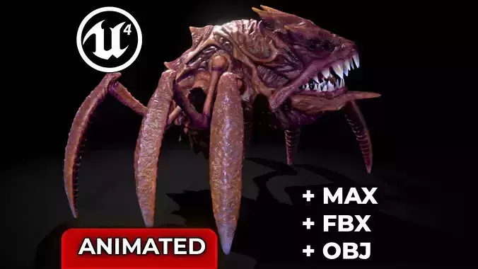 Alien Crab Monster Low-poly 3D model