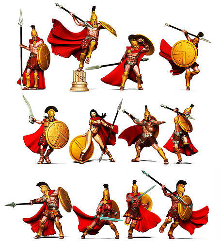 Spartan Bundle III - 12 spartans miniatures 35mm scale 3D print model