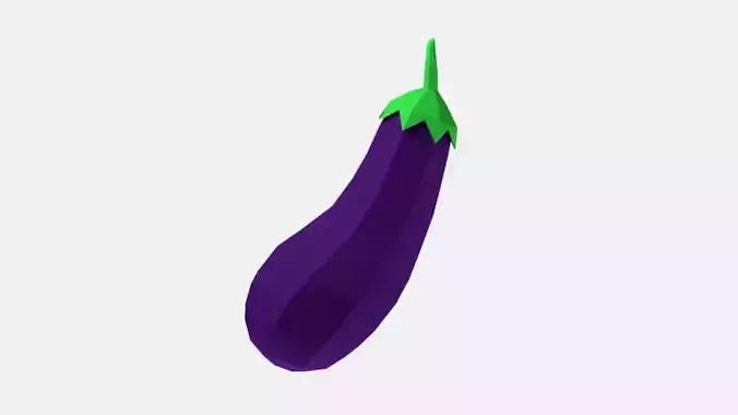 Low Poly Cartoon Eggplant