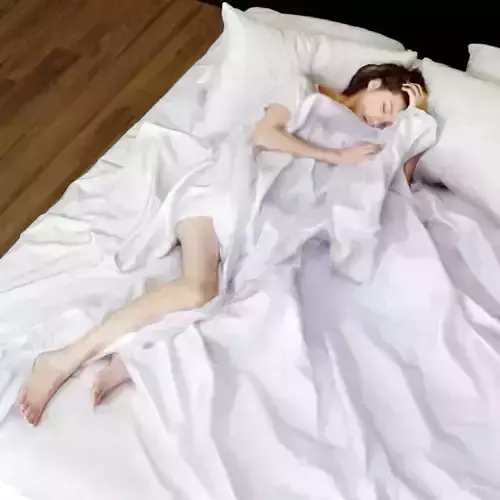 Beautiful sexy half naked girl showing legs on the bed