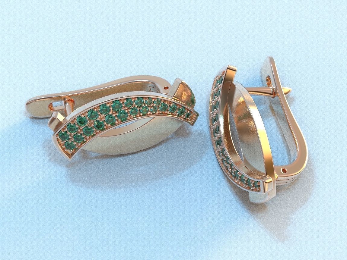 stylish ladies earrings with diamonds 475 3D print model_7