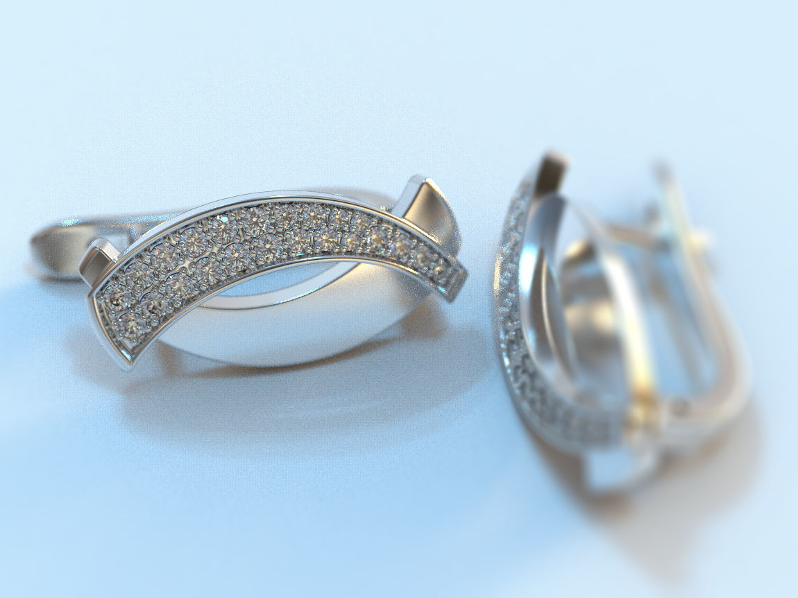 stylish ladies earrings with diamonds 475 3D print model_13