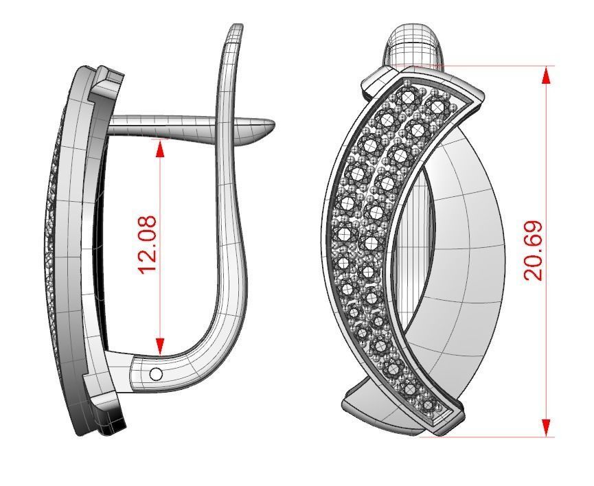 stylish ladies earrings with diamonds 475 3D print model_14