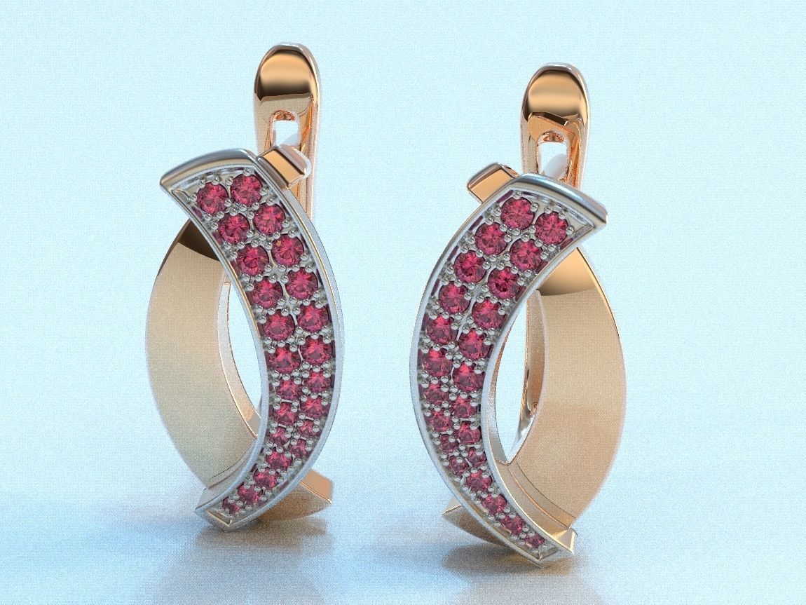 stylish ladies earrings with diamonds 475 3D print model_10