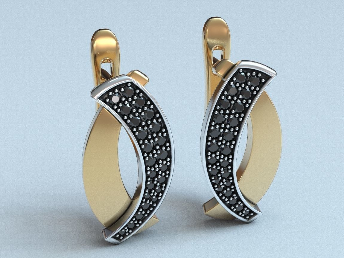 stylish ladies earrings with diamonds 475 3D print model_5