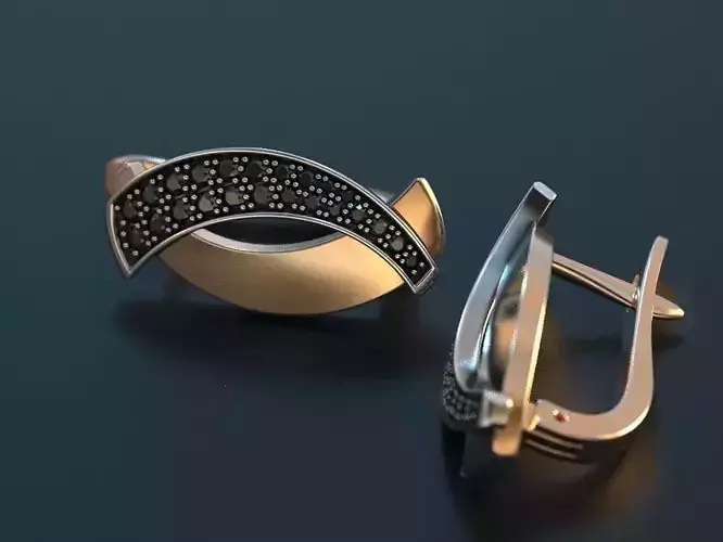 stylish ladies earrings with diamonds 475 3D print model