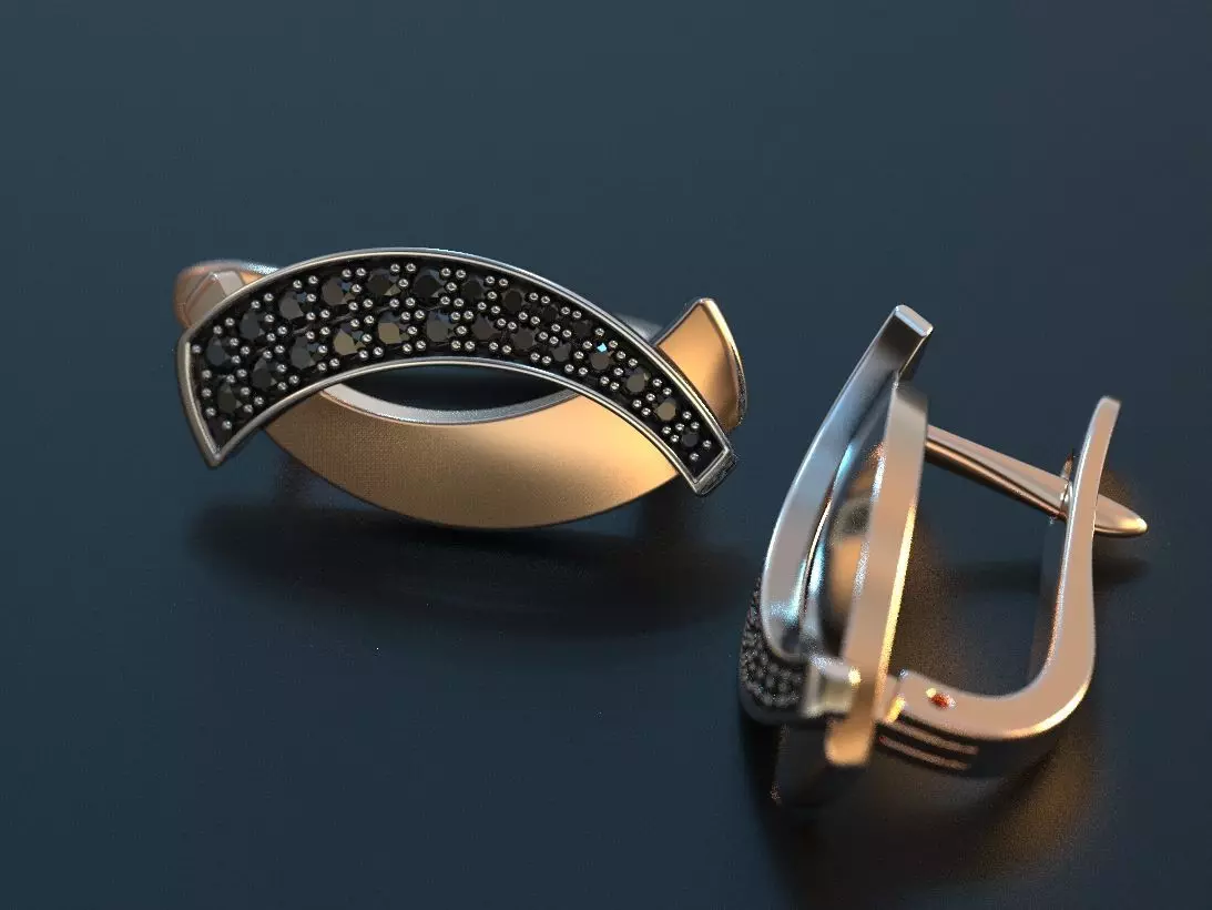 stylish ladies earrings with diamonds 475 3D print model_0
