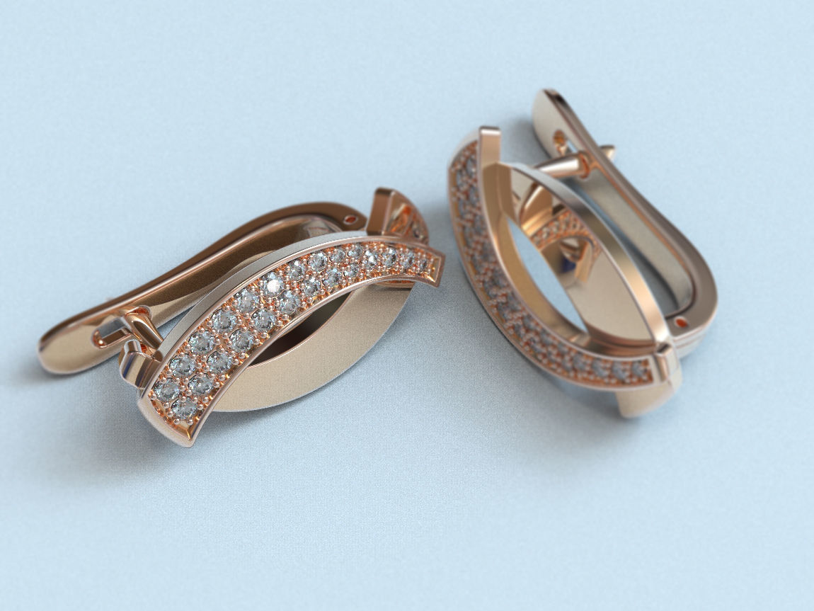 stylish ladies earrings with diamonds 475 3D print model_1