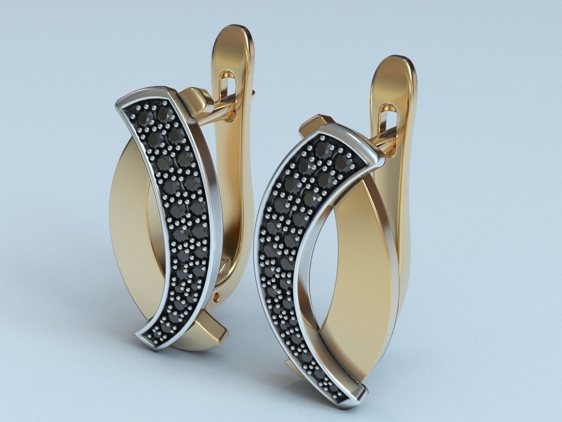stylish ladies earrings with diamonds 475 3D print model_6