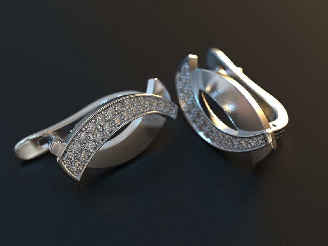 stylish ladies earrings with diamonds 475 3D print model_12