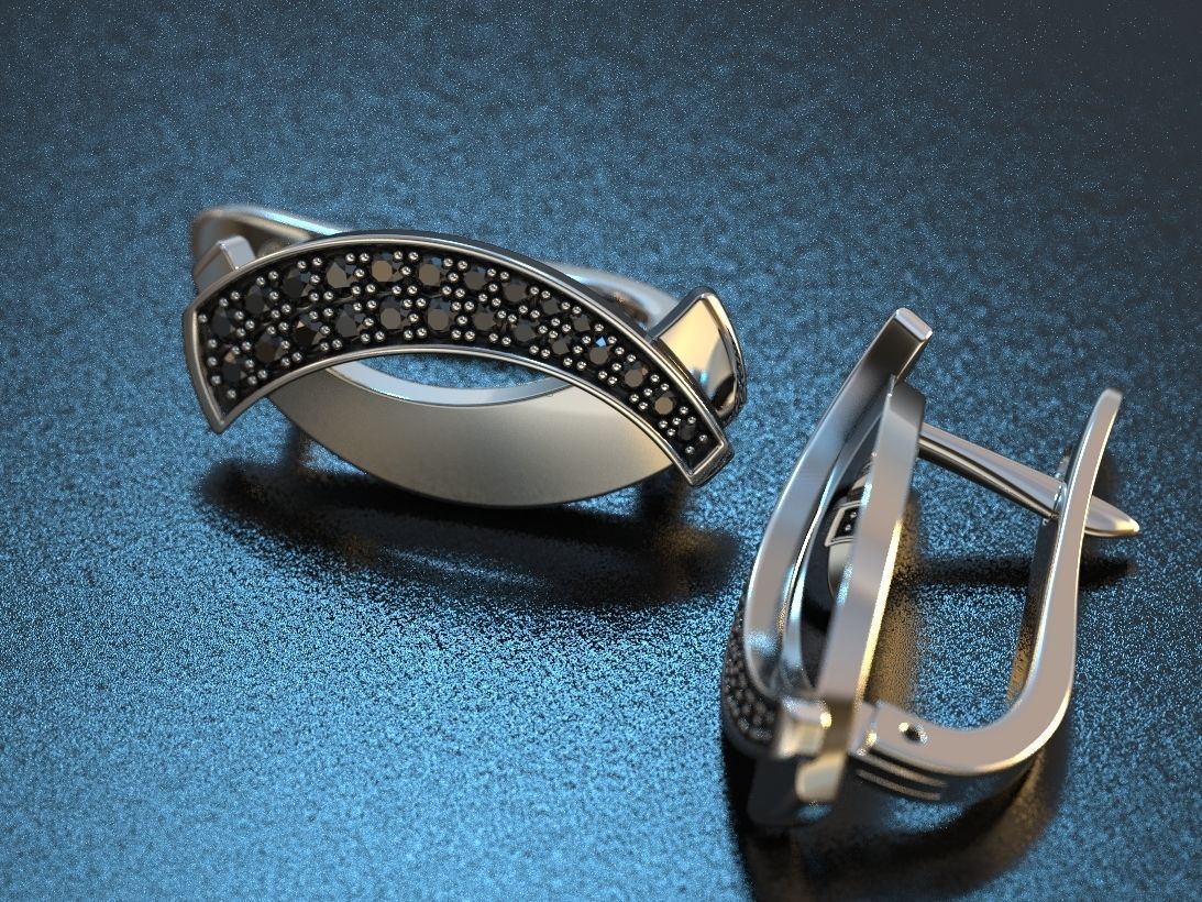 stylish ladies earrings with diamonds 475 3D print model_3