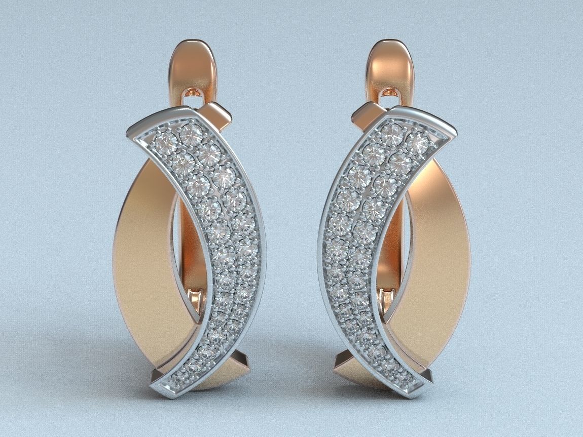 stylish ladies earrings with diamonds 475 3D print model_8