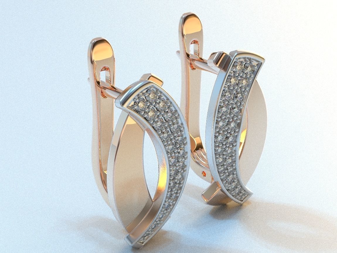 stylish ladies earrings with diamonds 475 3D print model_11