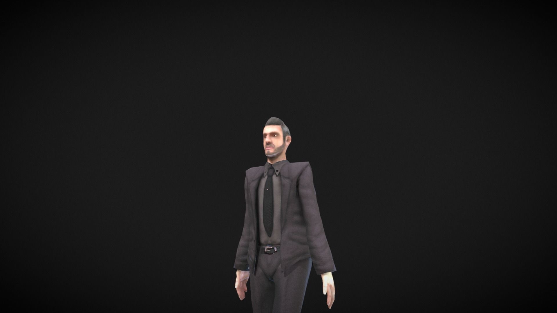Middle-aged Man with Suit Low-poly 3D model_4