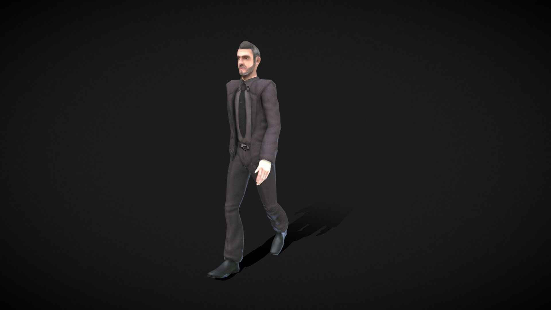 Middle-aged Man with Suit Low-poly 3D model_2