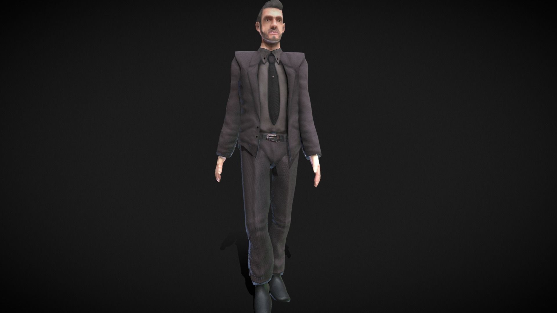 Middle-aged Man with Suit Low-poly 3D model_3
