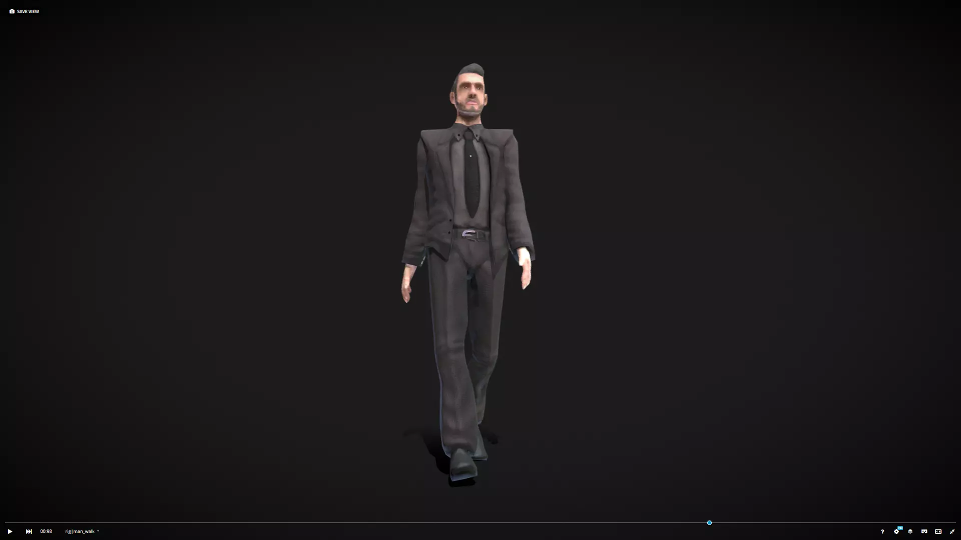 Middle-aged Man with Suit Low-poly 3D model_0