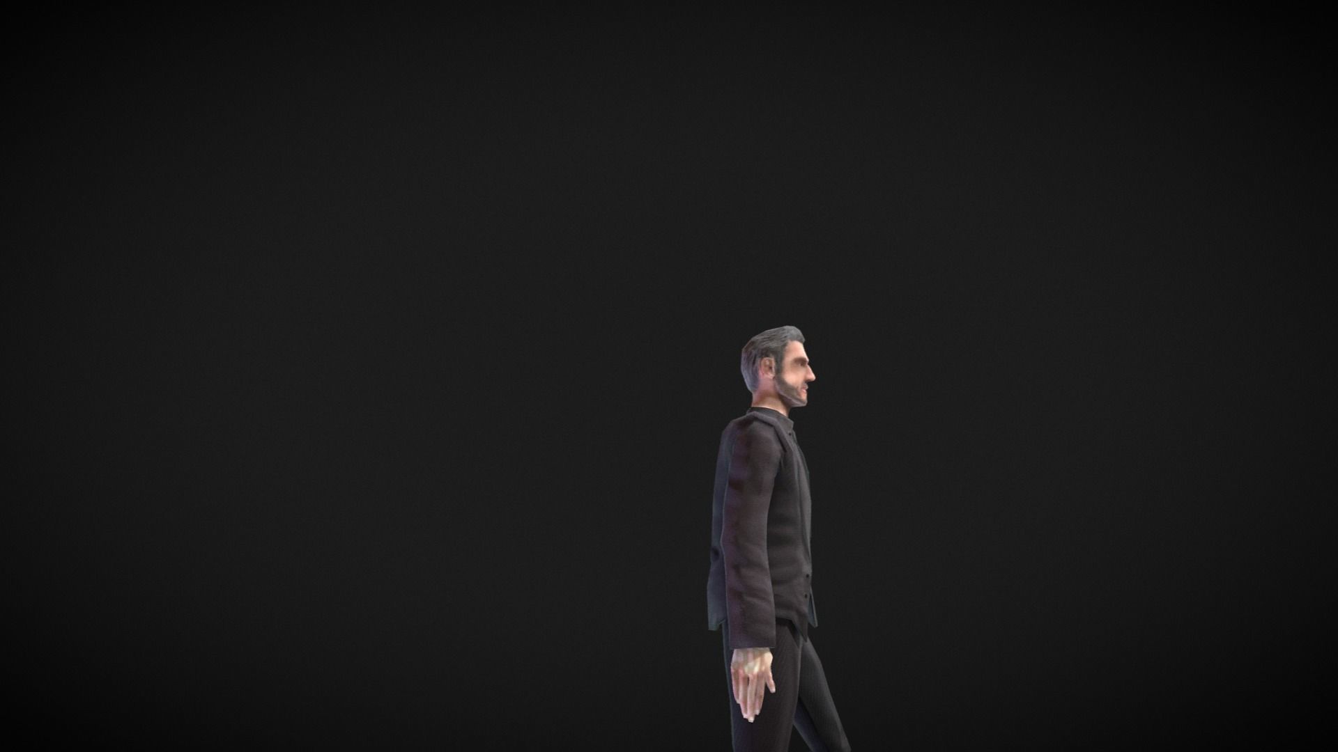 Middle-aged Man with Suit Low-poly 3D model_7