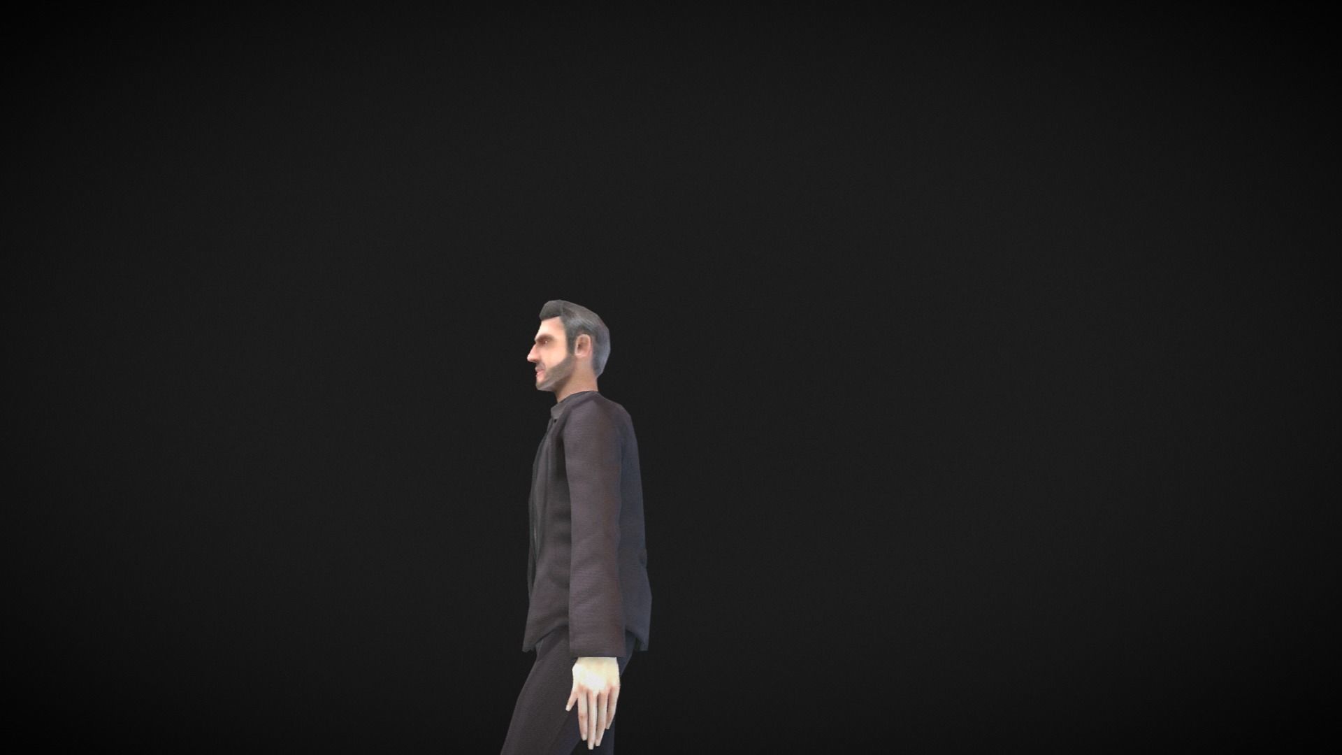 Middle-aged Man with Suit Low-poly 3D model_5