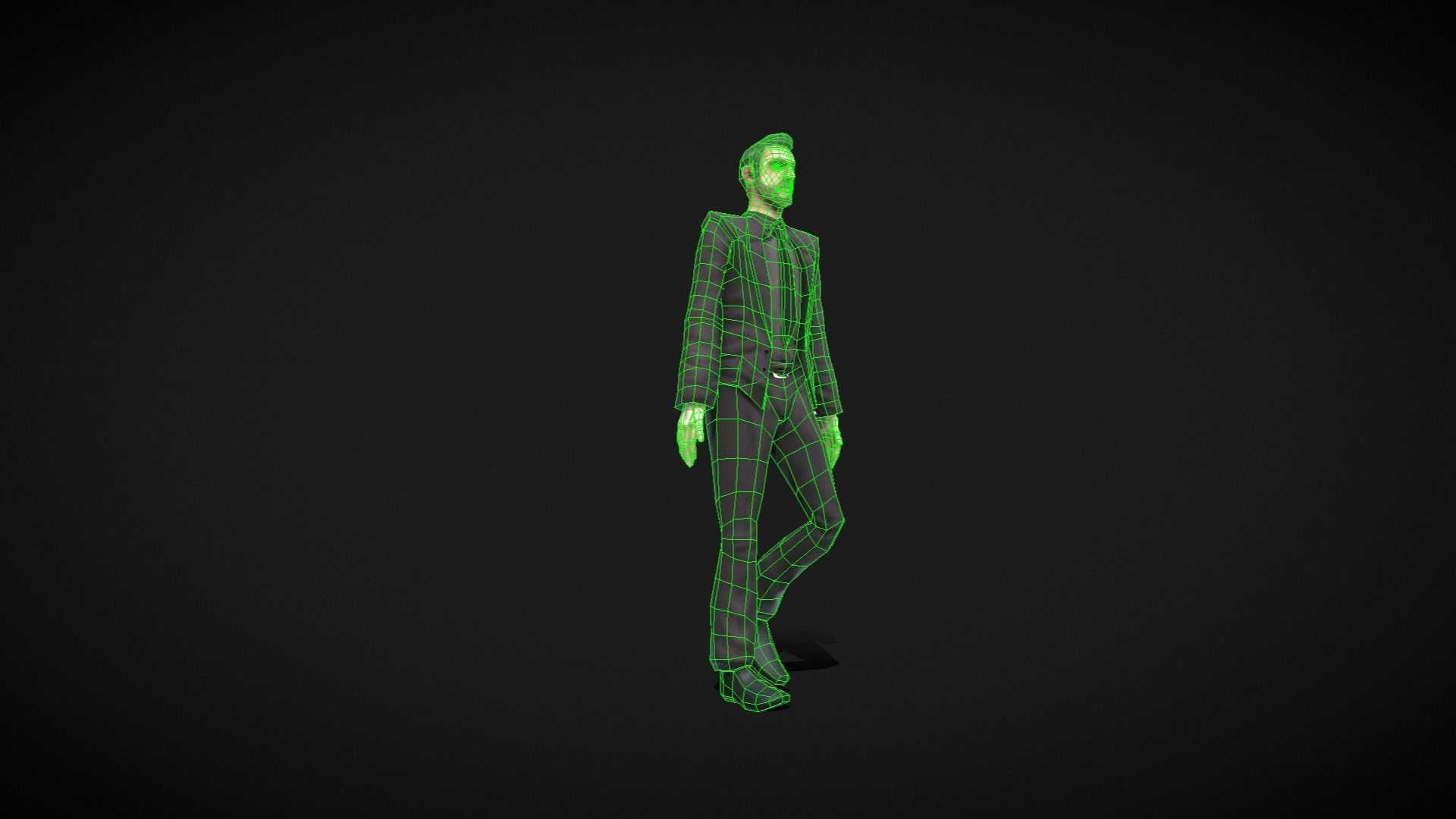 Middle-aged Man with Suit Low-poly 3D model_13
