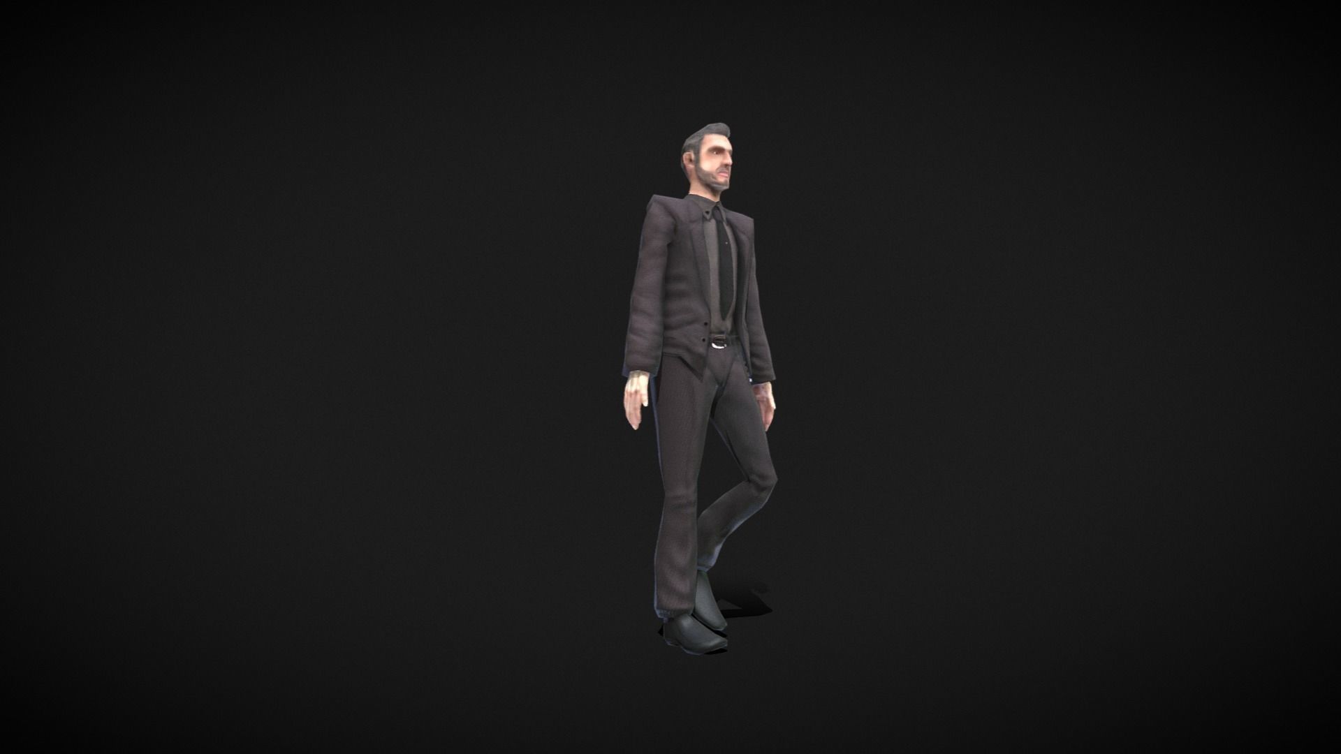 Middle-aged Man with Suit Low-poly 3D model_1