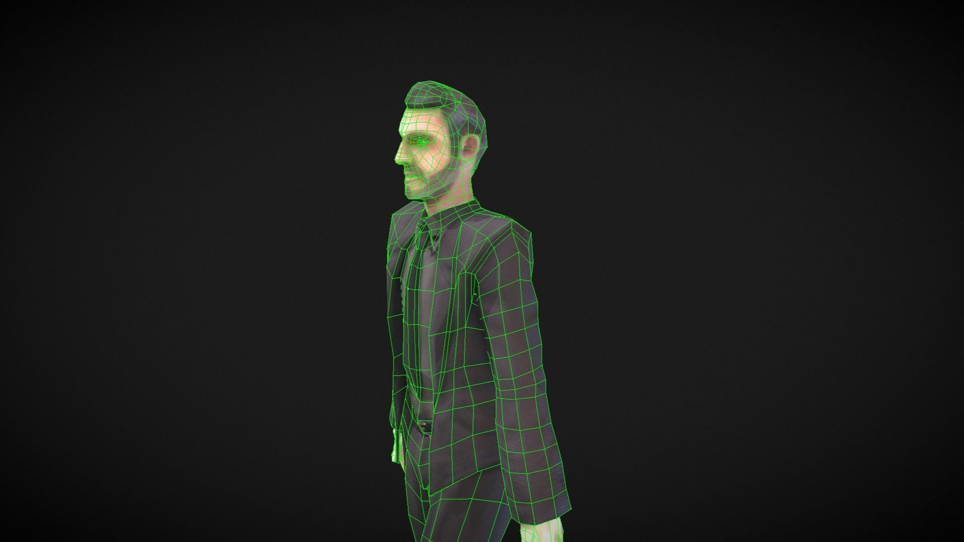 Middle-aged Man with Suit Low-poly 3D model_15