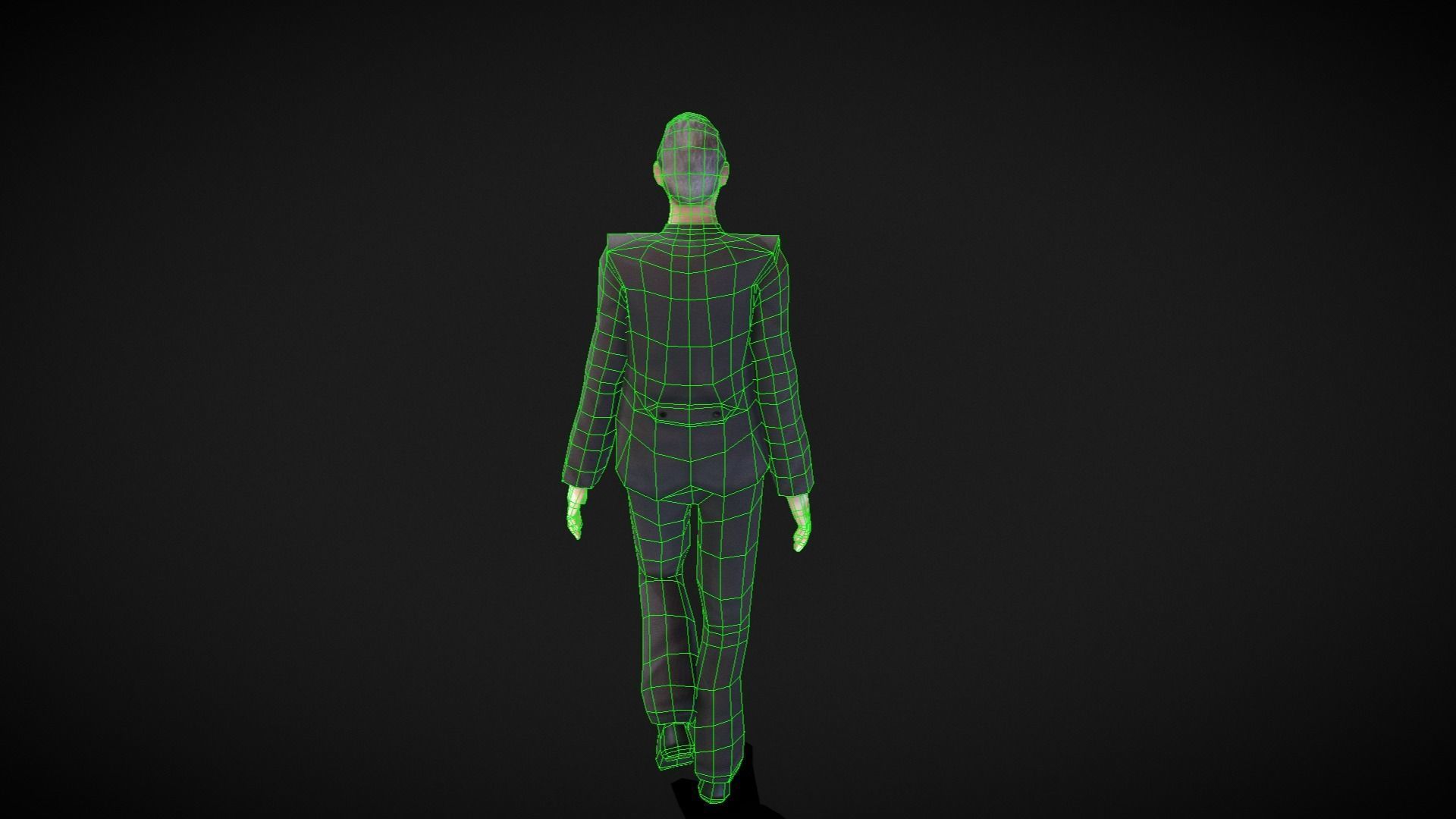 Middle-aged Man with Suit Low-poly 3D model_17