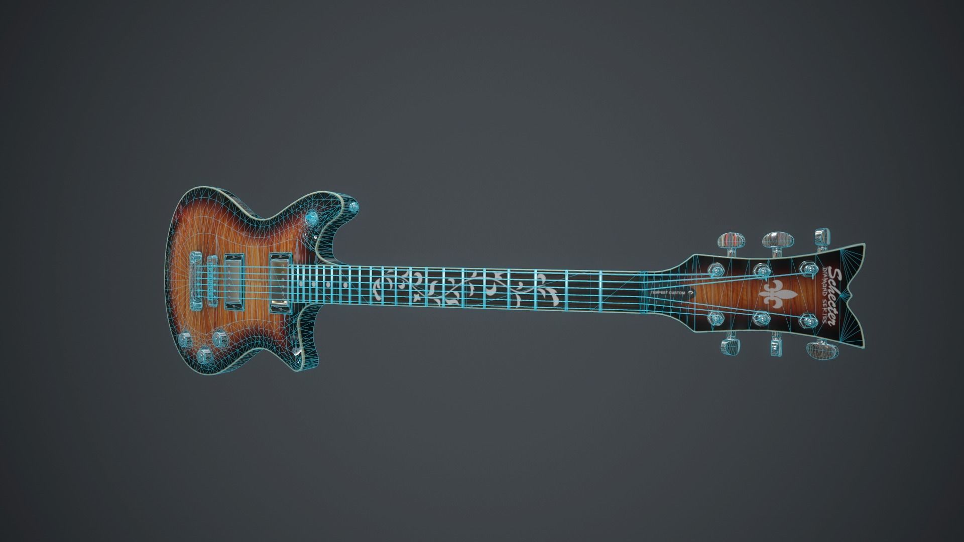 Guitar Schecter Tempest Classic Low-poly 3D model_4