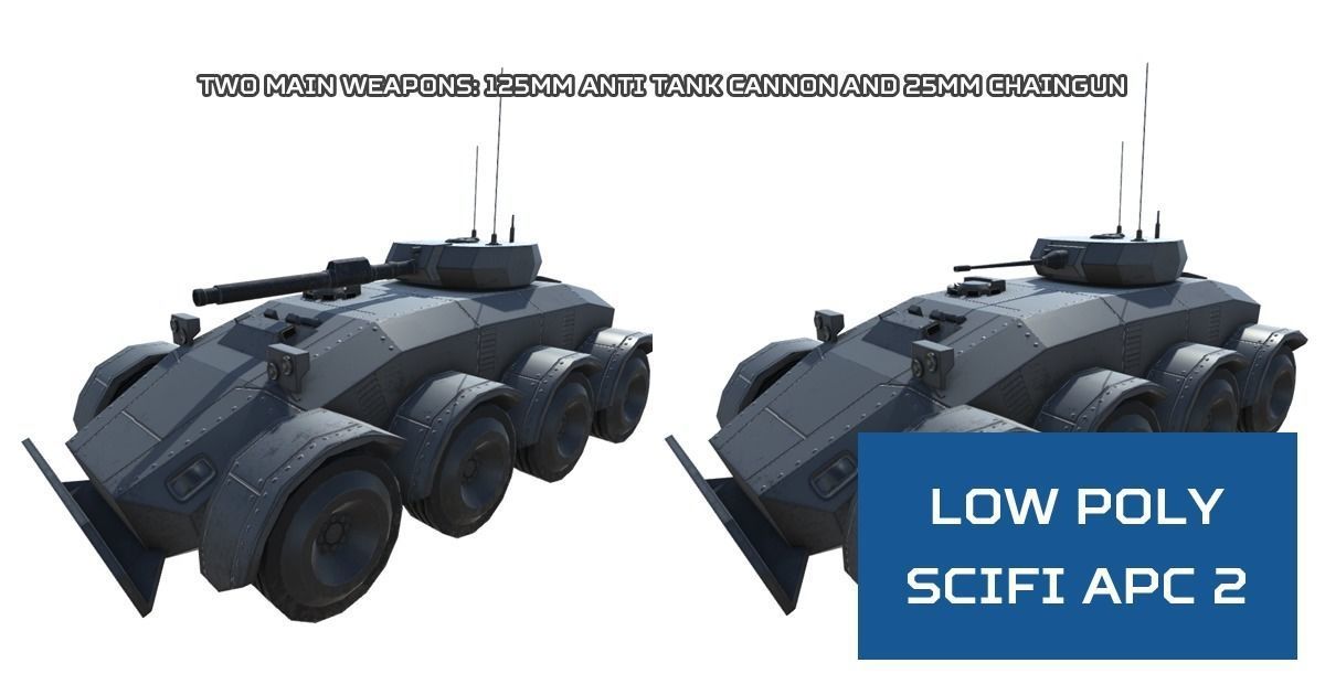 Low Poly Scifi APC 2 Low-poly 3D model_3