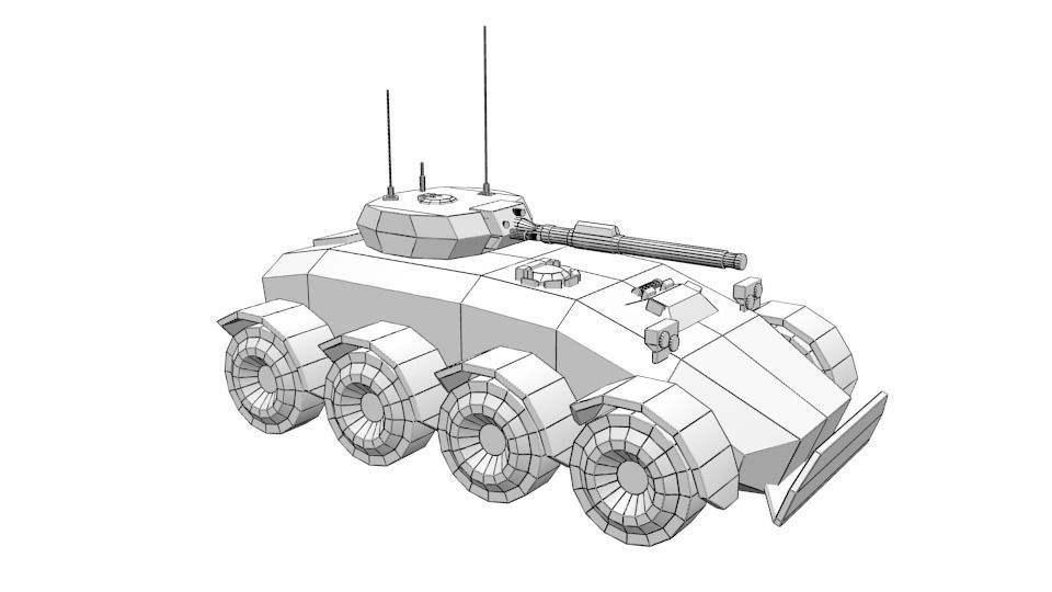 Low Poly Scifi APC 2 Low-poly 3D model_19