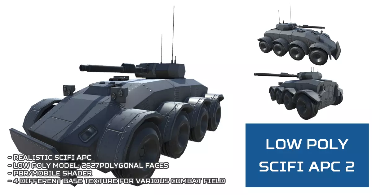 Low Poly Scifi APC 2 Low-poly 3D model_0