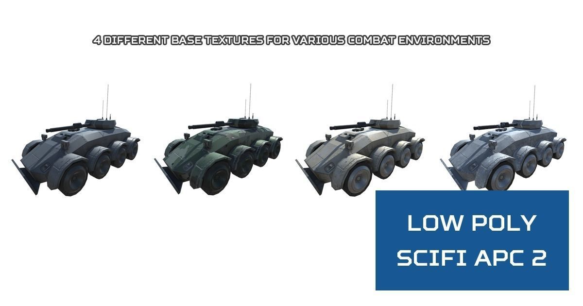 Low Poly Scifi APC 2 Low-poly 3D model_2