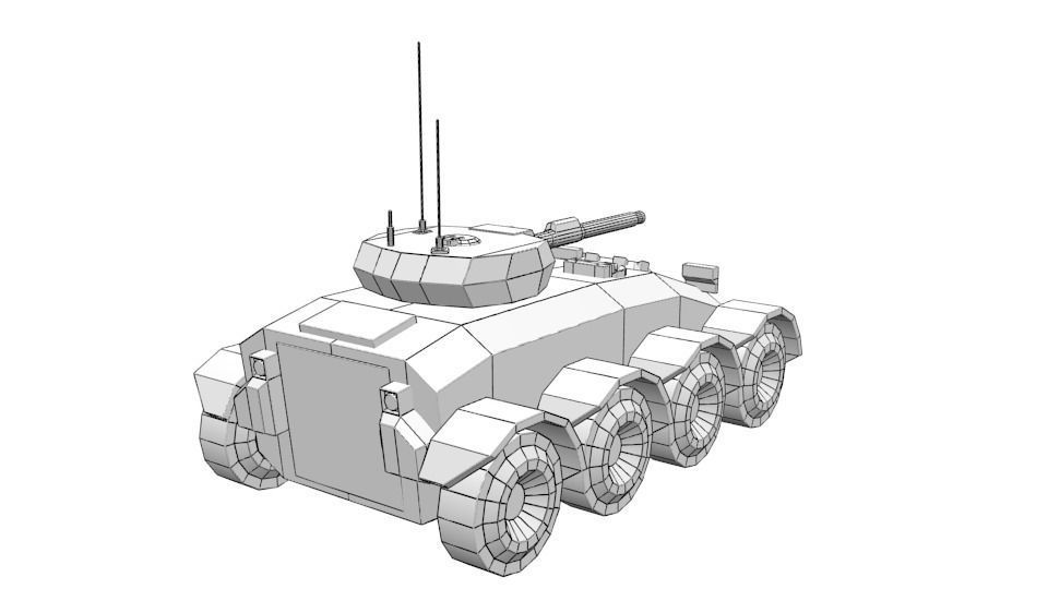 Low Poly Scifi APC 2 Low-poly 3D model_21