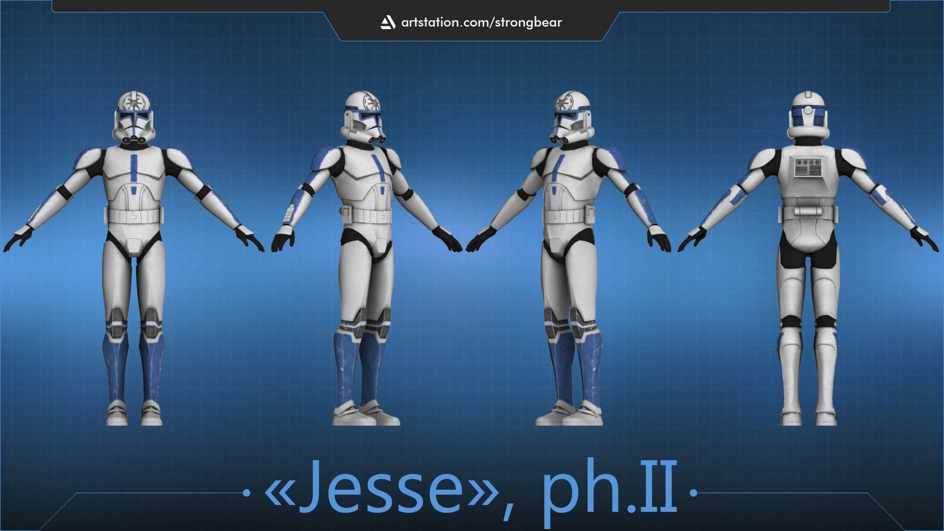 Clone trooper 501st phase II Low-poly 3D model_5