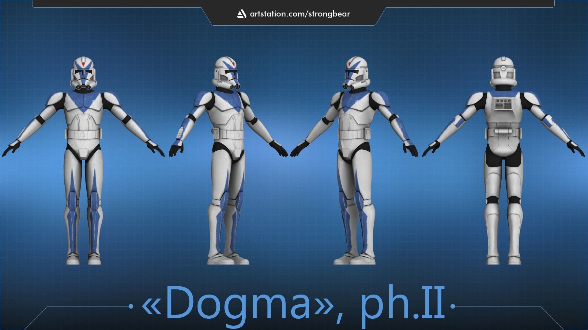 Clone trooper 501st phase II Low-poly 3D model_3