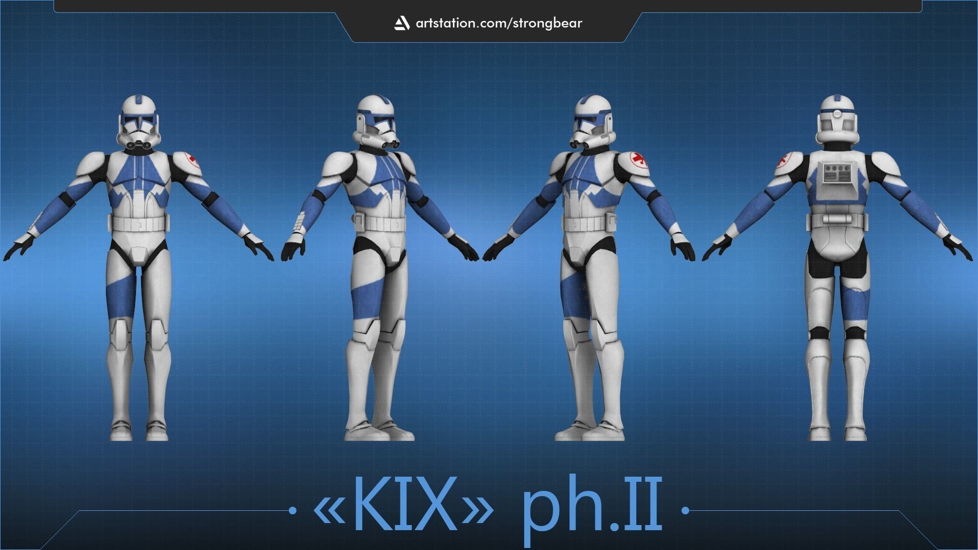 Clone trooper 501st phase II Low-poly 3D model_6